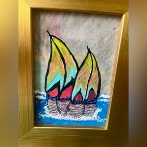 Abstract Oil Candlestick Painting | SF Artist | Modern Coastal Boho Wall Art